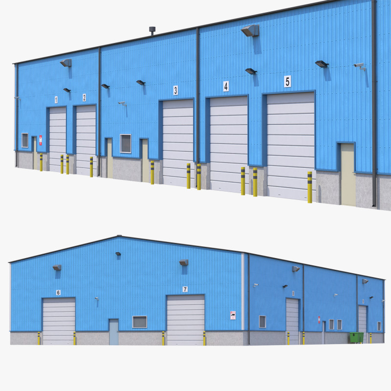Industrial Building 4 3Dモデル .c4d .max .obj .3ds .fbx .stl .blend 
