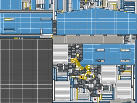 Industrial Building Blue 3D Model