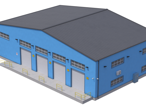 Industrial Building Blue Modelo 3D