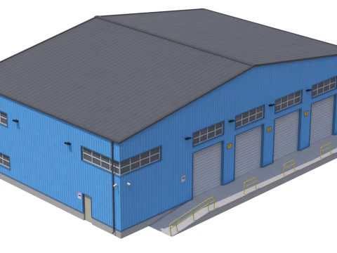 Industrial Building Blue 3D Model