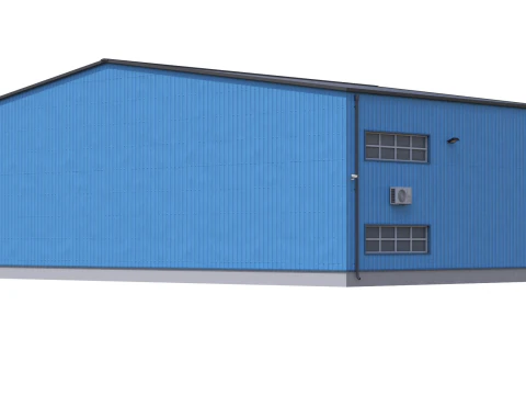 Industrial Building Blue 3D Model