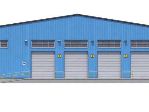 Industrial Building Blue 3D Model