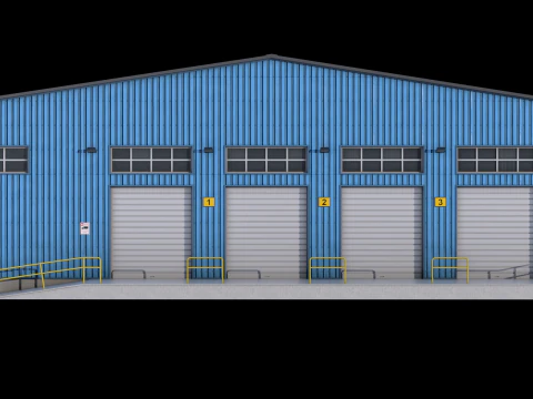 Industrial Building Blue 3D Model