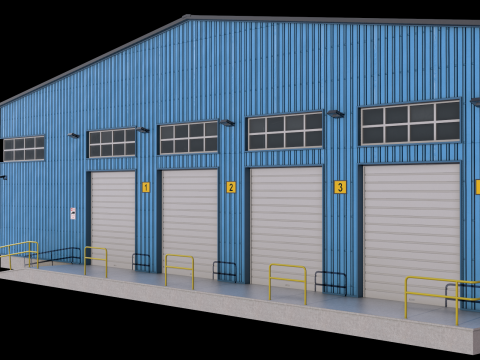 Industrial Building Blue 3D Модель