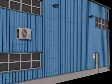 Industrial Building Blue 3D Model