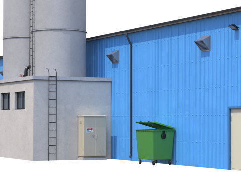 Industrial Building 6 Blue 3D मॉडल