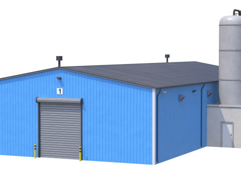 Industrial Building 6 Blue 3D मॉडल