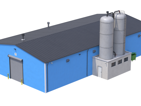 Industrial Building 6 Blue 3D मॉडल