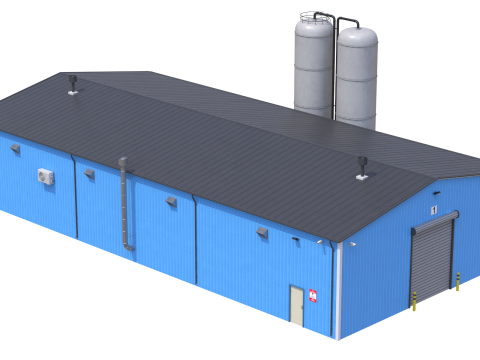 Industrial Building 6 Blue 3D मॉडल
