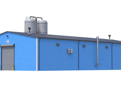 Industrial Building 6 Blue 3D मॉडल