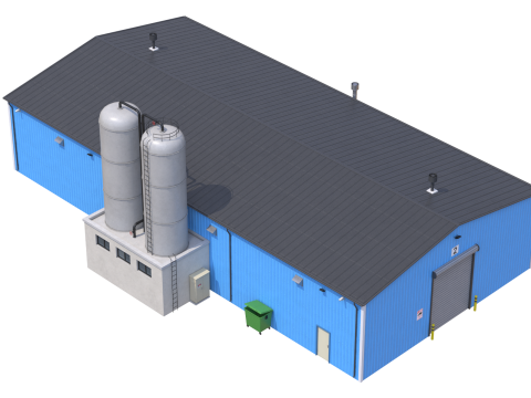 Industrial Building 6 Blue 3D मॉडल