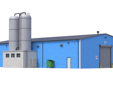 Industrial Building 6 Blue 3D मॉडल