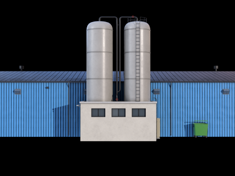 Industrial Building 6 Blue 3D मॉडल