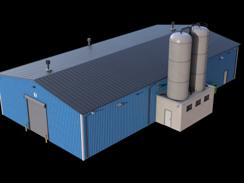 Industrial Building 6 Blue 3D मॉडल