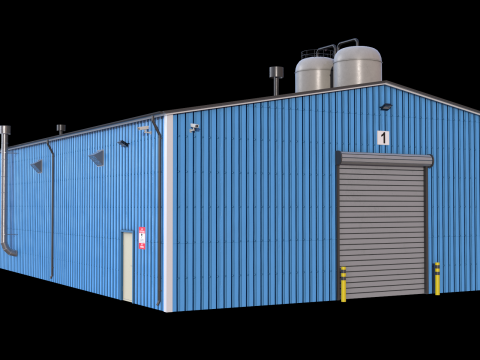 Industrial Building 6 Blue 3D मॉडल