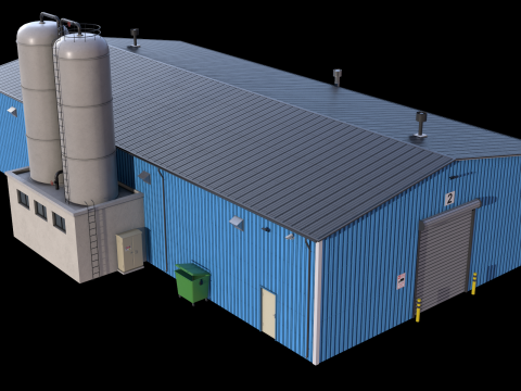 Industrial Building 6 Blue 3D मॉडल