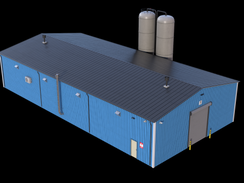 Industrial Building 6 Blue 3D मॉडल