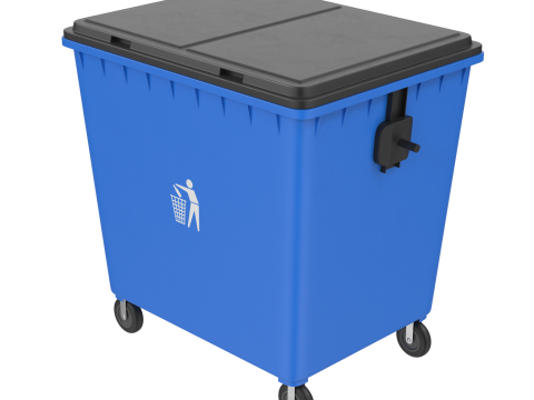 Blue Trash Bin 3D 模型