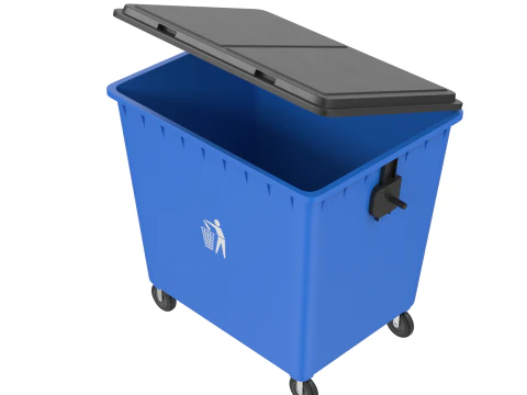 Blue Trash Bin 3D Model