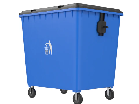Blue Trash Bin 3D Model
