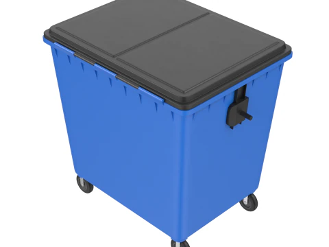 Blue Trash Bin 3D Model