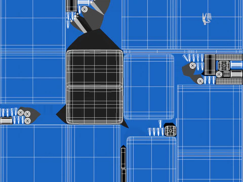 Blue Trash Bin 3D Model