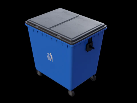Blue Trash Bin 3D Model