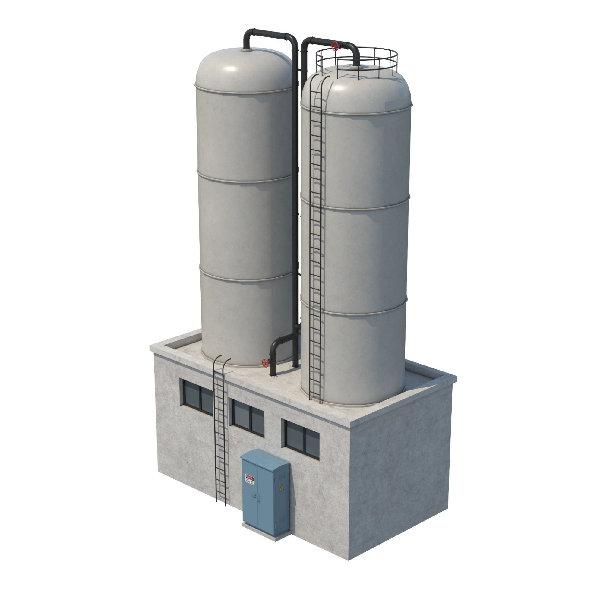 Industrial Silo Building 3D Model .c4d .max .obj .3ds .fbx .stl .blend 
