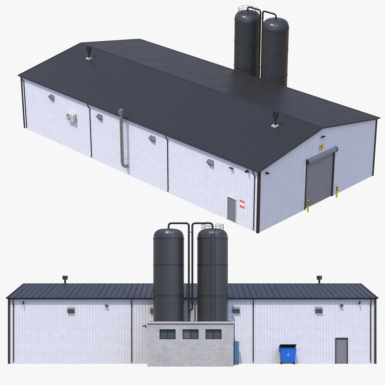 Edificio industriale 6 Modello 3D .c4d .max .obj .3ds .fbx .stl .blend 