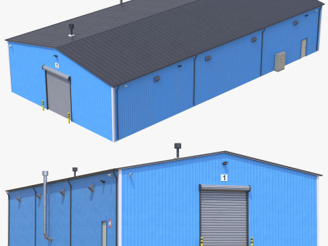 Industrial Building 7 Blue 3Dモデル