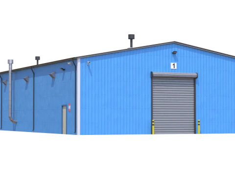 Industrial Building 7 Blue 3D Model