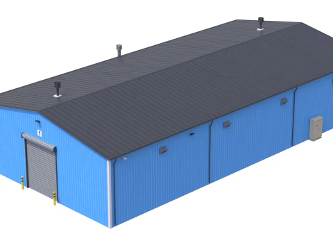 Industrial Building 7 Blue 3D Model