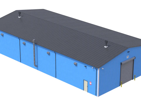 Industrial Building 7 Blue 3D Model