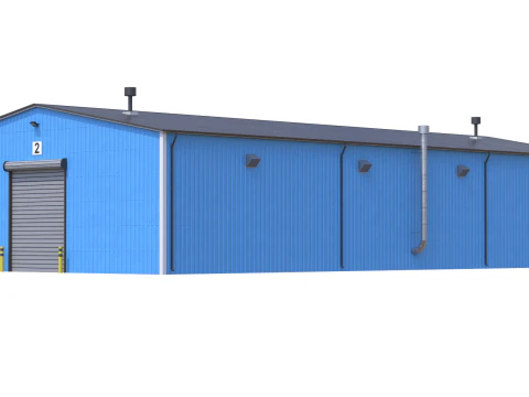 Industrial Building 7 Blue 3D Model