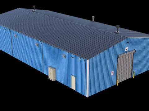 Industrial Building 7 Blue 3D Model