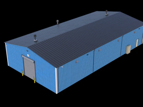 Industrial Building 7 Blue 3D Model
