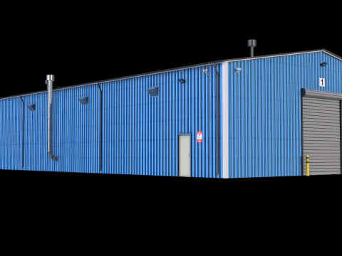 Industrial Building 7 Blue 3D Model