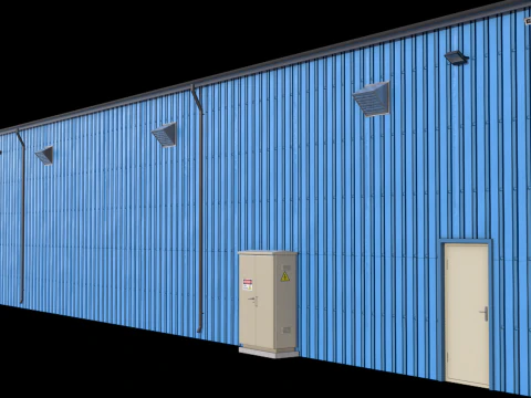 Industrial Building 7 Blue 3D Model