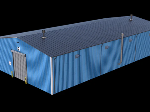 Industrial Building 7 Blue 3D Model