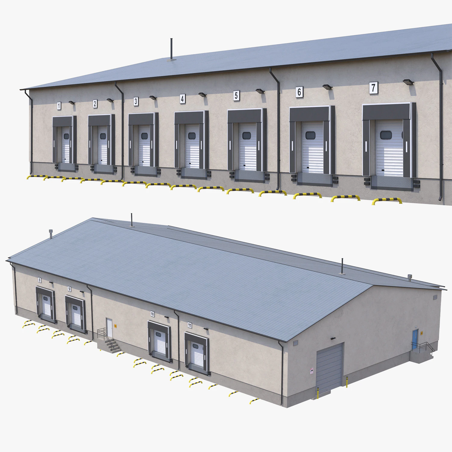 Industrial Building 8 3D Model .c4d .max .obj .3ds .fbx .stl .blend