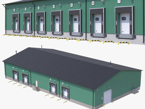 Industrial Building 8 Green 3D Модель