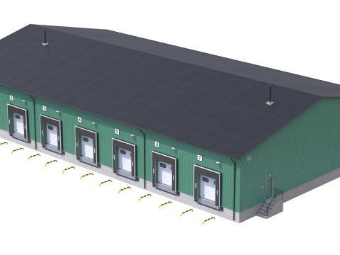 Industrial Building 8 Green 3D Model