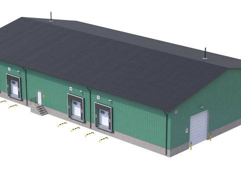 Industrial Building 8 Green 3D Model