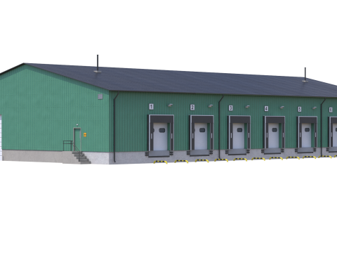 Industrial Building 8 Green 3D Model
