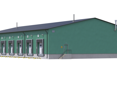Industrial Building 8 Green 3D Model