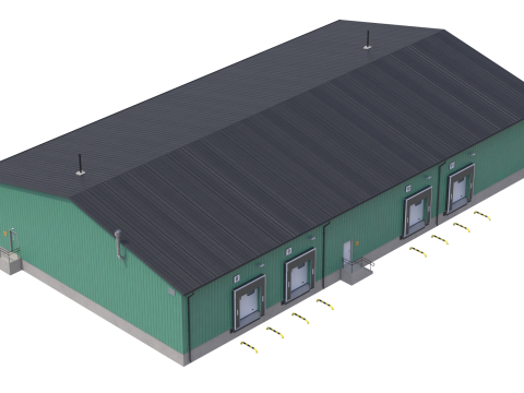 Industrial Building 8 Green 3D Model