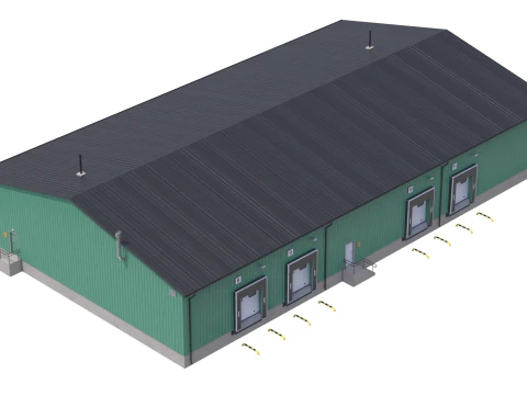 Industrial Building 8 Green 3D Model