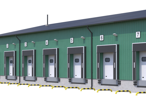 Industrial Building 8 Green 3D Model