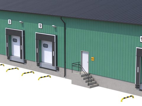 Industrial Building 8 Green 3D Model
