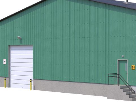 Industrial Building 8 Green 3D Model